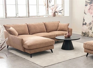 Uppsala sofa med chaiselong TV  - fløjl stof Honey